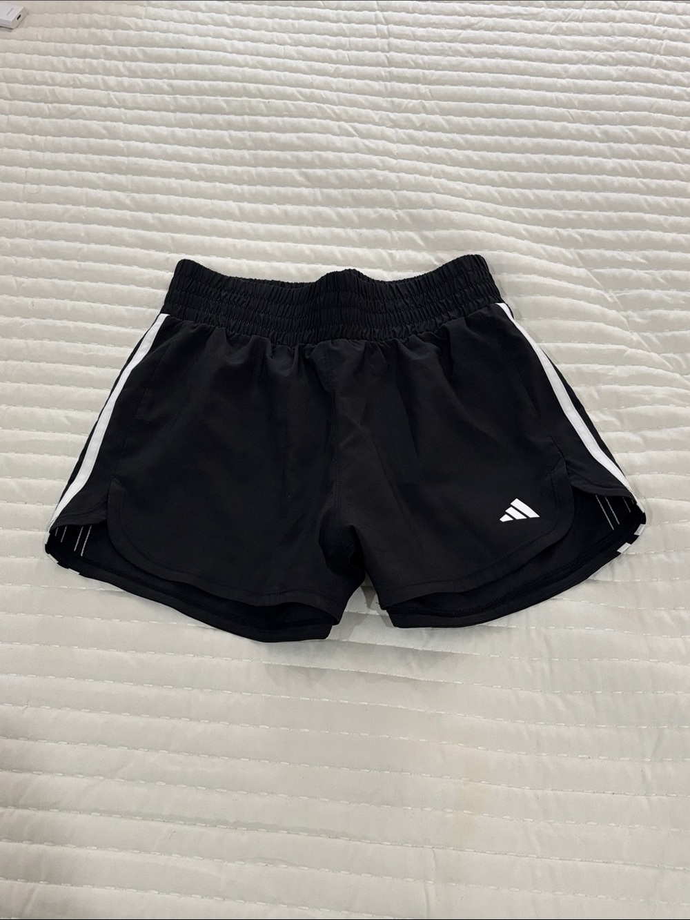 adidas Black Athletic Shorts with White Side Stripes